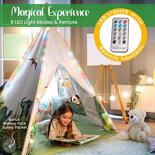 Dinosaur Discovery Teepee with Roar Button, LED Lights & Plush Mat