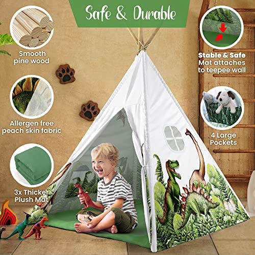 Dinosaur Discovery Teepee with Roar Button, LED Lights & Plush Mat