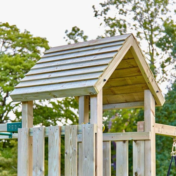 Wooden Climbing Frame with Swings, Slide, Up and over Climbing wall and Monkey Bars