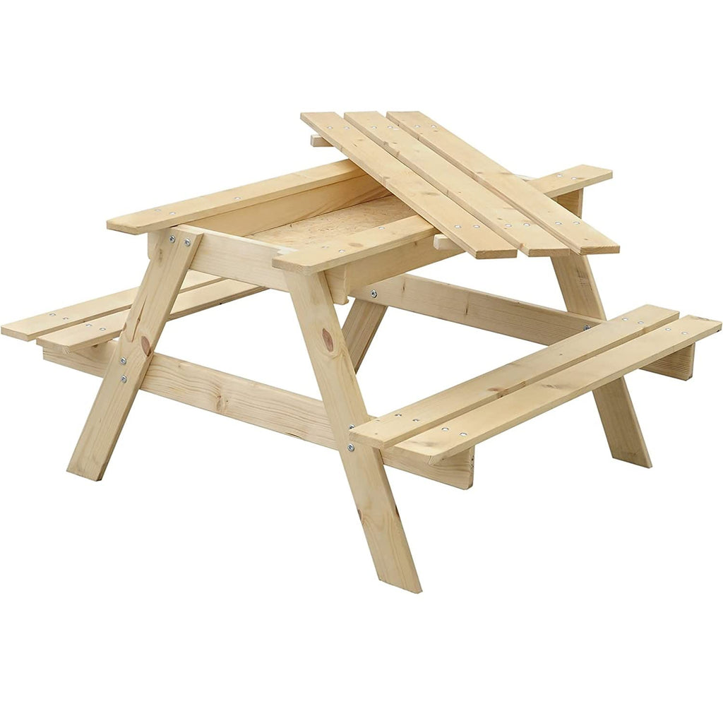 Wooden Table with Seats and Sandbox for Children