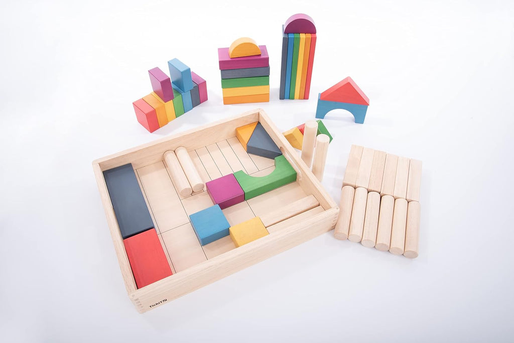 TickiT Rainbow Wooden Jumbo Block Set - Pack of 54