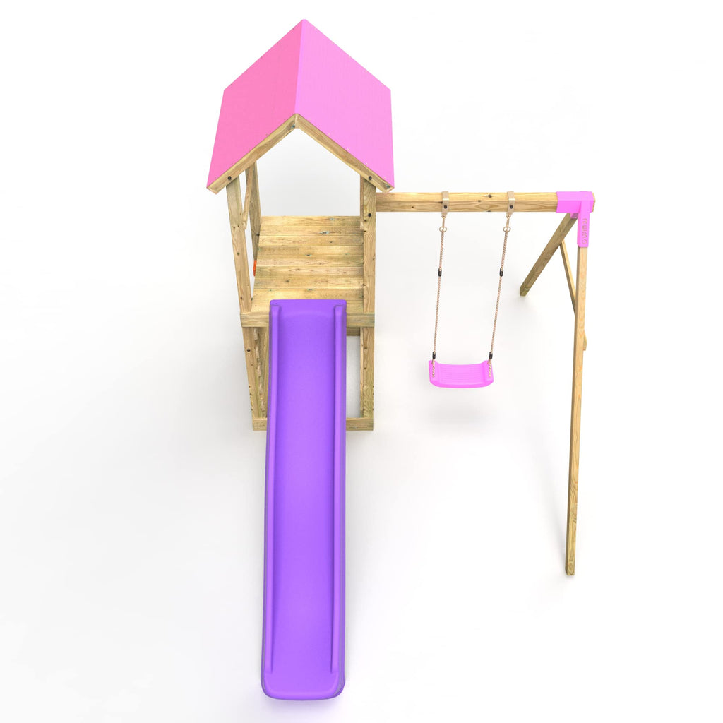 Pink Adventure Playset Wooden Climbing Frame, Swing Set and Slide