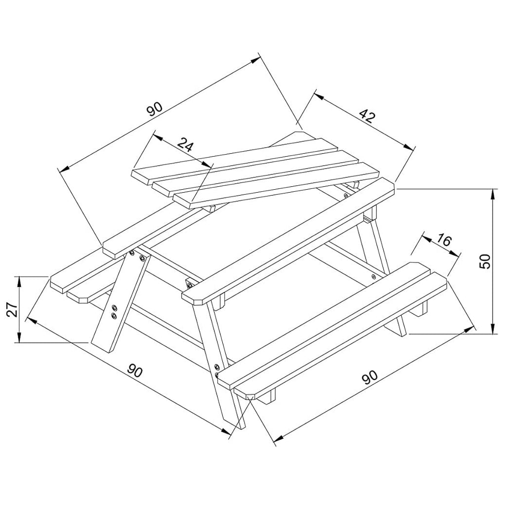 Wooden Table with Seats and Sandbox for Children