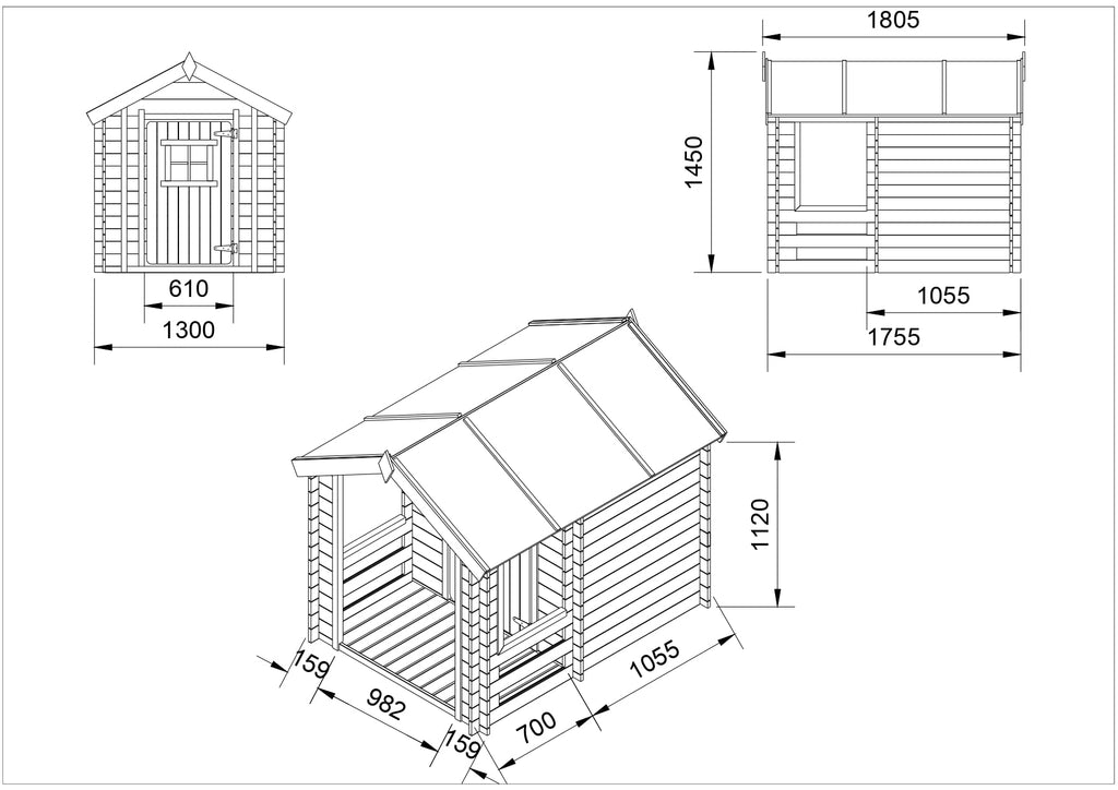 Wooden Playhouse With Porch for Kids