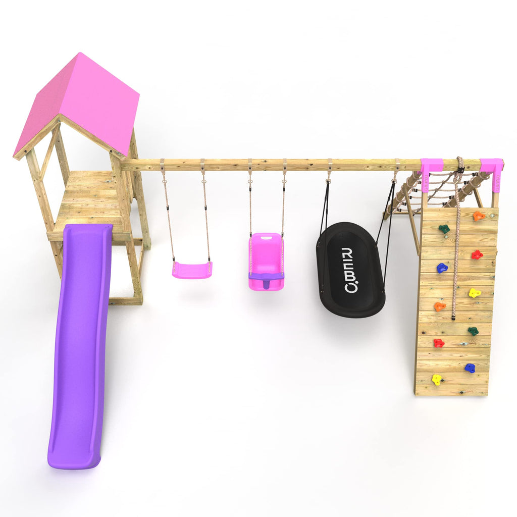 Challenge Wooden Climbing Frame with Swings, Slide and Climbing Wall