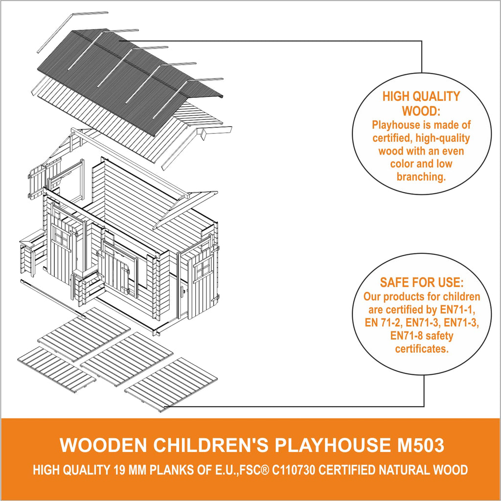 Wooden Outdoor Playhouse for Kids