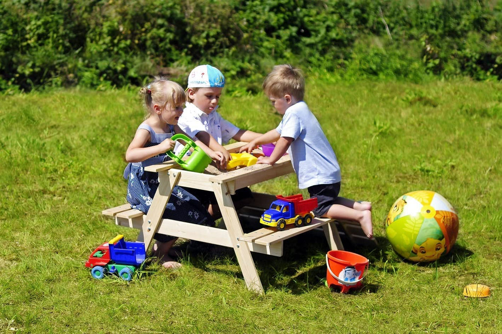 Wooden Table with Seats and Sandbox for Children