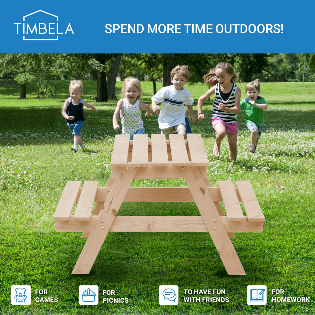 Wooden Table with Seats and Sandbox for Children