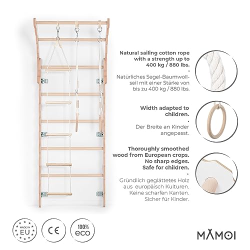 MAMOI® Swedish Ladder, Wooden Gorilla Gym for Kids