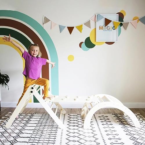Wooden 4-in-1 Triangle Set with Ramp and Arch Climber