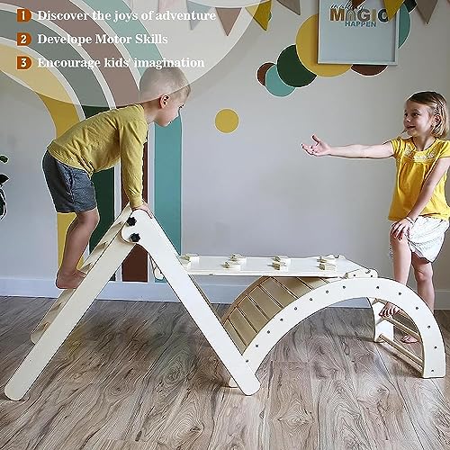 Wooden 4-in-1 Triangle Set with Ramp and Arch Climber