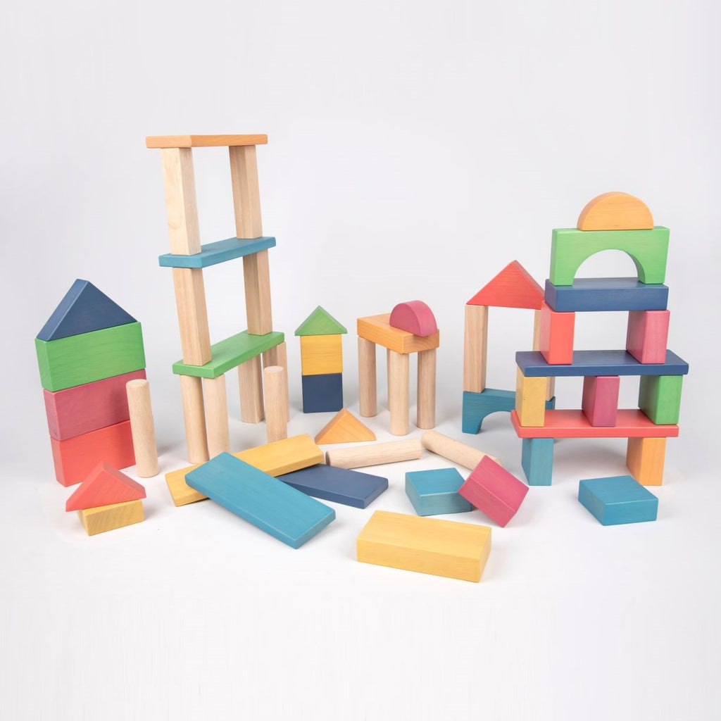 TickiT Rainbow Wooden Jumbo Block Set - Pack of 54 - Sensory Surroundings Limited