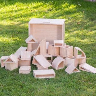 Coloured Wooden Outdoor Blocks - set of 27 - Sensory Surroundings Limited