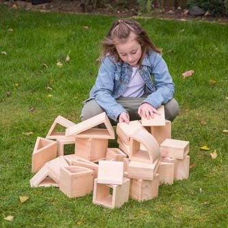 Natural Wooden Outdoor Blocks - set of 27 - Sensory Surroundings Limited